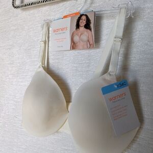 Warner's Women's 34C Bra Cream Padded Underwire Full Coverage T Shirt Bra